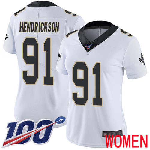 New Orleans Saints Limited White Women Trey Hendrickson Road Jersey NFL Football #91 100th Season Vapor Untouchable Jersey->youth nfl jersey->Youth Jersey